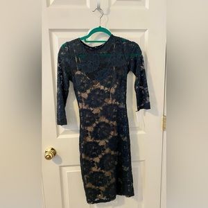 Kieu’s dark blue, lace, half sleeve dress, size small (S)